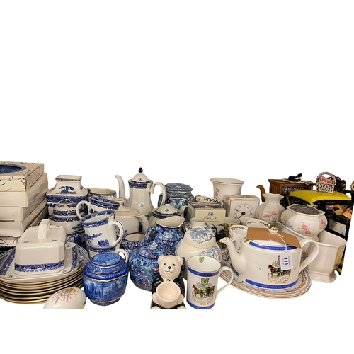 111 - Large collection of decorative china including Ringtons, Masons Mandalay, Wedgwood Beatrix Potter, g... 