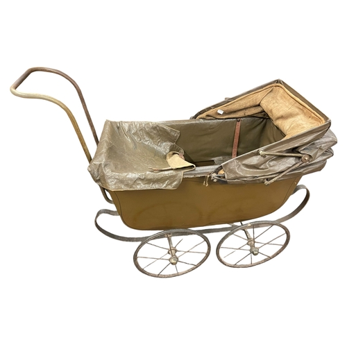 115 - Triang toy mangle, tin bath, antique dolls pram, etc.