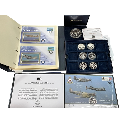 182 - History of the RAF inc L/E signed commemorative silver coin cover in leatherette case, 2007 Gibralta... 