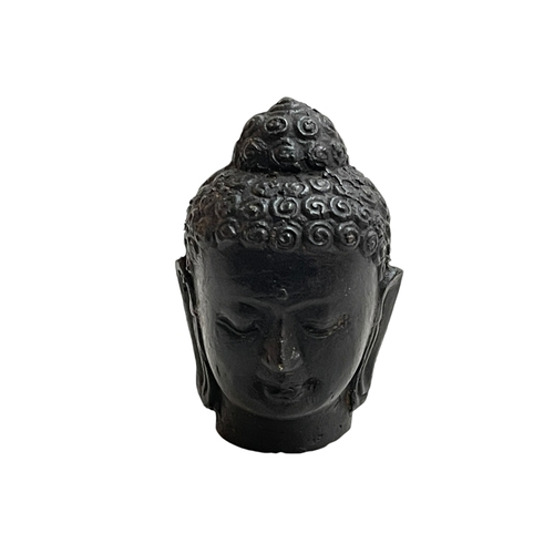 203 - Antique bronze Buddha bust, 9cm.