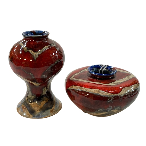 351 - Two Black Ryden 'Founders' vases designed by Anita Harris, 16cm & 8.5cm.