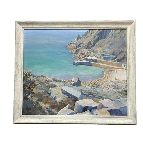 360 - Denys Law 1907-1981, Coastal Scene, oil on board, signed lower right, 49.5cm by 59.5cm, framed. *ARR... 