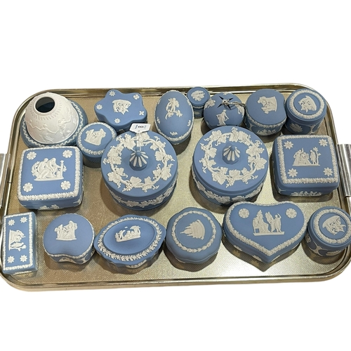 8 - Collection of Wedgwood Blue Jasper trinket boxes, etc.