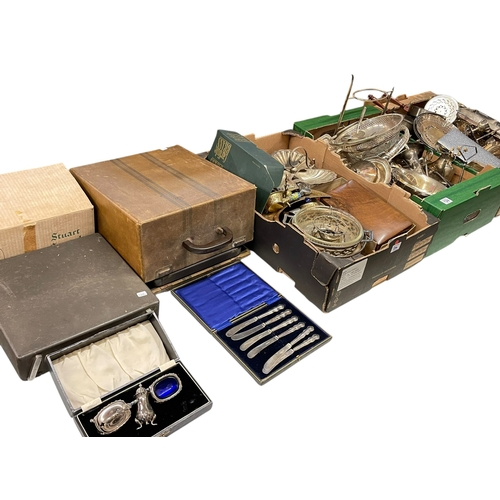 124 - Collection of silver plated wares, typewriters, cameras, etc.