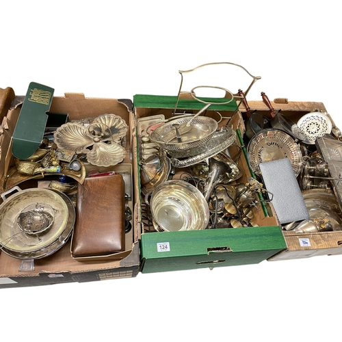 124 - Collection of silver plated wares, typewriters, cameras, etc.