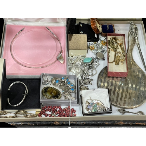 229 - Collection of jewellery, silver hand mirror, etc.