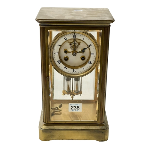 238 - French gilt brass four glass Marti et Cie, mantel clock, 29.5cm.