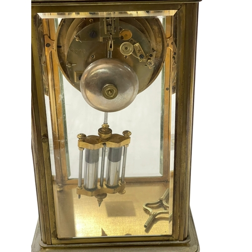 238 - French gilt brass four glass Marti et Cie, mantel clock, 29.5cm.