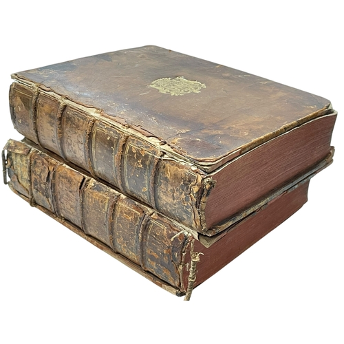 241 - Two antique leather bound Belgian books 'Bibliotheca Belgica'.