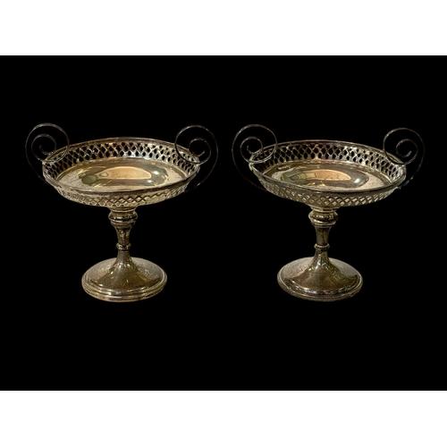 248 - Pair silver pedestal bon bon tazza's, Sheffield 1914.