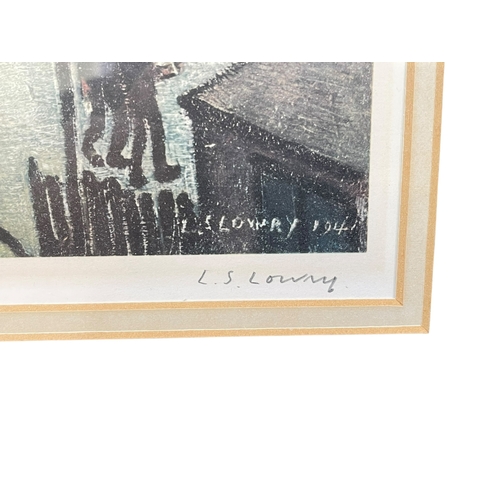 296 - L S Lowry, Our Town, limited edition print, signed and numbered 570/850 in the margin, in glazed fra... 