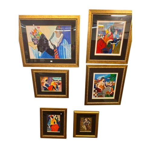 314 - Tarkay, Itzchak, set of five framed serigraphs, all with COA's, and Levi Dorit, The Cellist, serigra... 