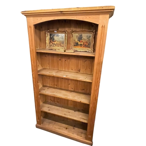 324 - Pine five tier open bookcase and Victorian carved oak open bookcase (2).