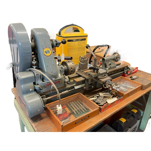 353 - Vintage Myford lathe and accessories.