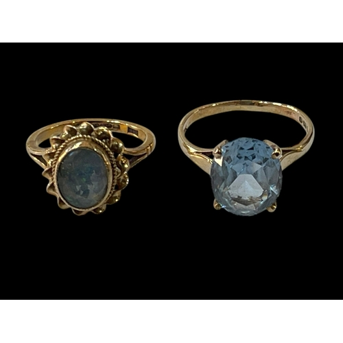 181 - Two 9 carat gold gem set rings, sizes P & I.