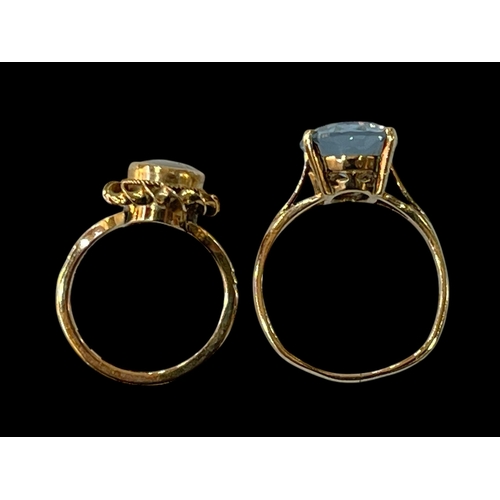 181 - Two 9 carat gold gem set rings, sizes P & I.