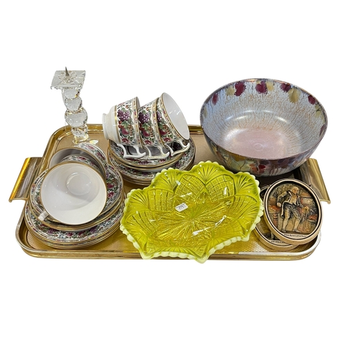 25 - Spode Provence part teawares, Wilkinsons bowl, Swarovski candlestick, vaseline glass dish and two wa... 