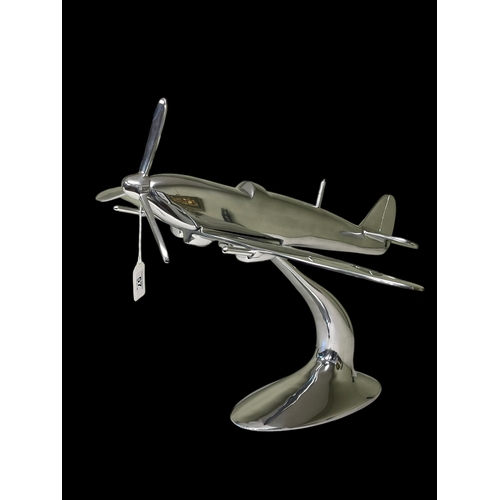 57 - Chrome Spitfire model, 44cm high.