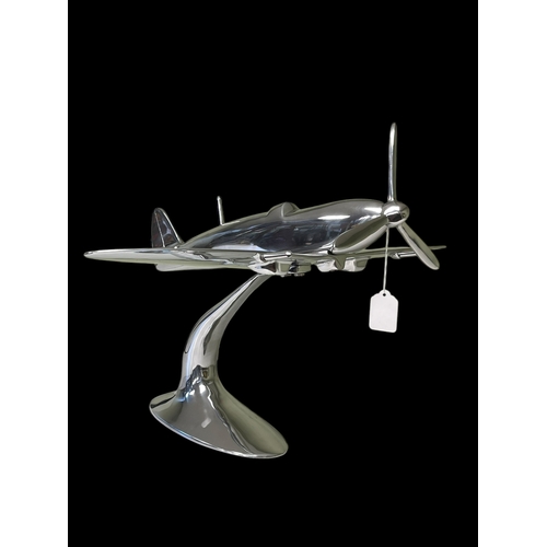 57 - Chrome Spitfire model, 44cm high.