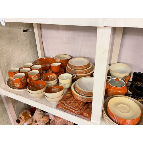 72 - Collection of Denby pottery including Chatsworth, Arabesque, etc.