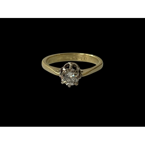 150 - Diamond 0.50 carat solitaire diamond 18 carat gold ring, hallmarked Edinburgh 1936, size K/L.