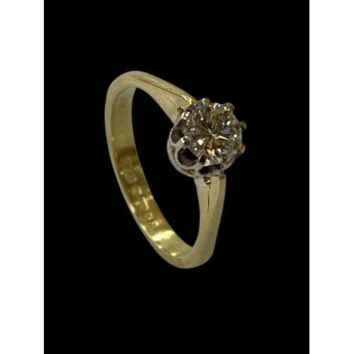 150 - Diamond 0.50 carat solitaire diamond 18 carat gold ring, hallmarked Edinburgh 1936, size K/L.