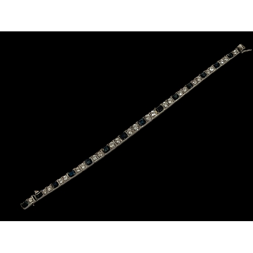 177 - Sapphire and diamond white gold bracelet, 18cm length.