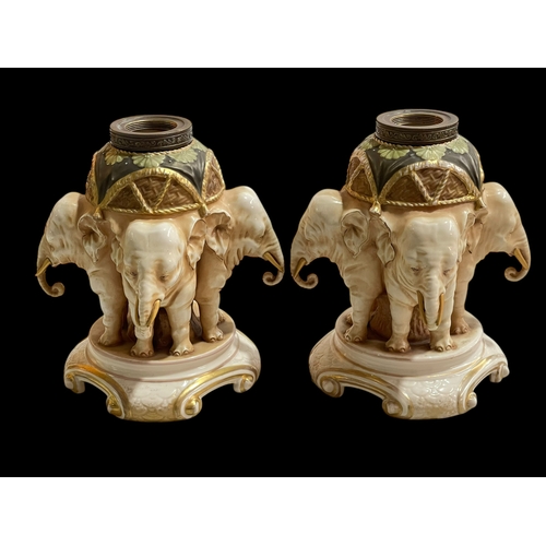 260 - Pair of Alfred Stellmacher elephant table lamps with vintage electric fittings, 23cm height without ... 