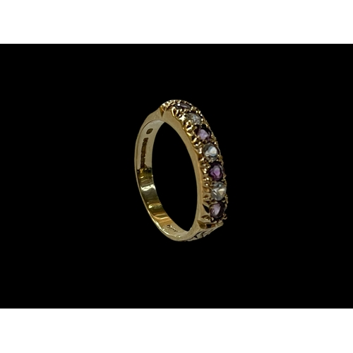 205 - 9 carat gold gem set ring, size P.