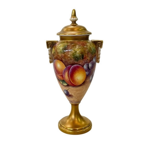 233 - Royal Worcester vase and cover with continuous fruit painted decoration, signed P Lynes, shape numbe... 