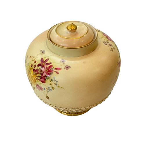 236 - Large Royal Worcester pot pourri vase, lid and cover, the part moulded body with gilt and colour pai... 