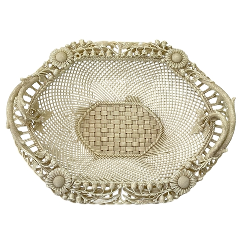 241 - Belleek basket, 33cm across.