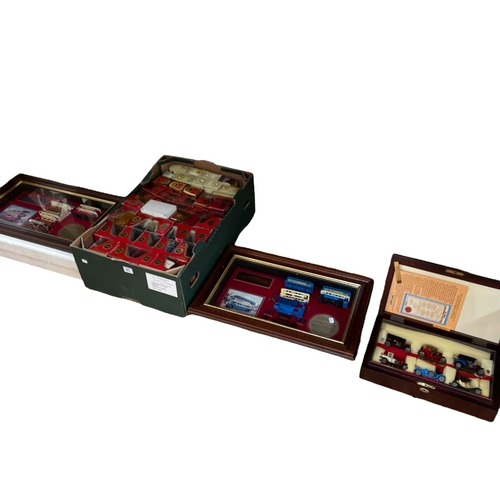 41 - Box of Yesteryear models, two display cases and Conossieur collection.