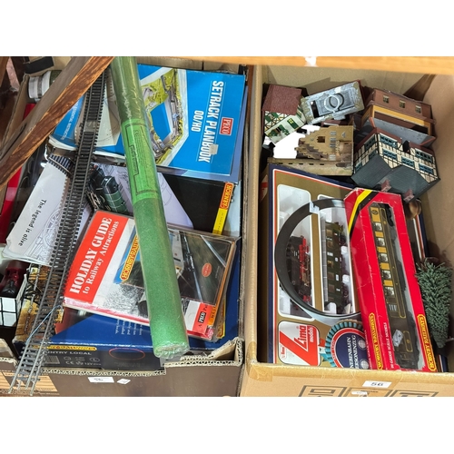 56 - Two boxes of model railway accessories, Lima box set, etc.
