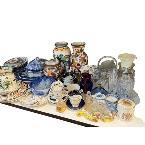 74 - Large collection of china and glass including Masons, Gaudy Welsh jugs, blue and white including mea... 