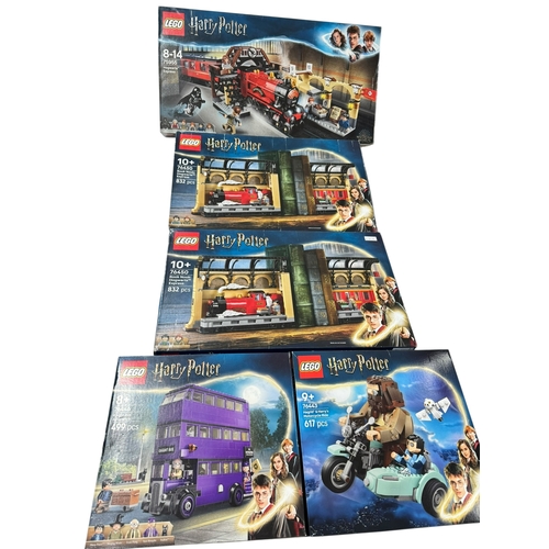 101 - Five boxed Lego Harry Potter construction kits, model numbers 76446, 76443, 75955 and 76450 x 2. *Lo... 