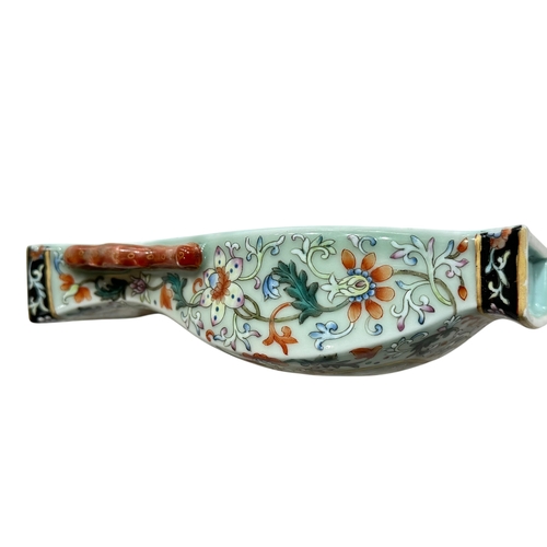 140 - Chinese wall vase decorated with landscape, verse and floral design with Qianlong mark to base, 19cm... 