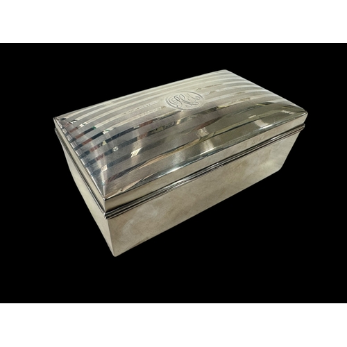 233 - Silver cigarette box, 16cm wide, Birmingham 1945.
