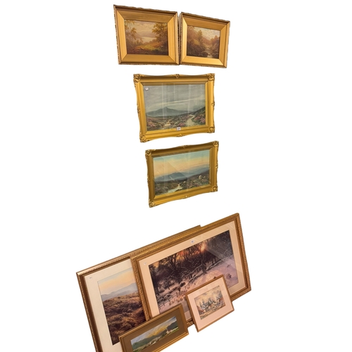 James Coad, pair Moorland Landscape watercolours, Everett Mellor, pair ...
