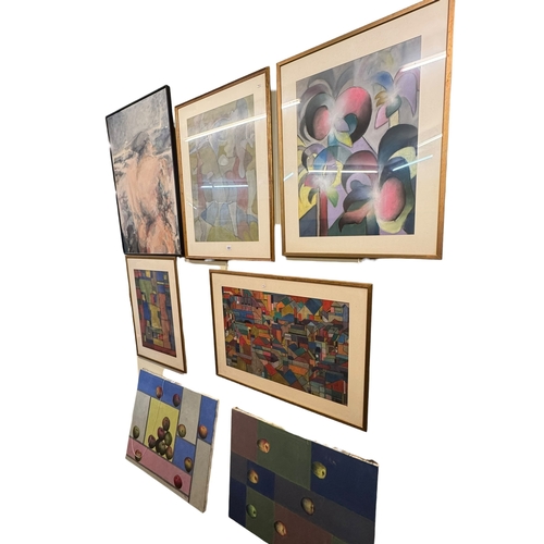 282 - Collection of eight contemporary pastels and oils.