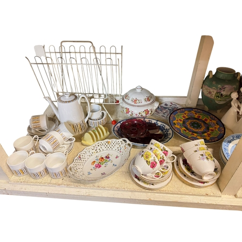 115 - Four Lladro figures, pair Satsuma vases, Doulton plate, pair Schumann pierced bowls, teaware, etc.