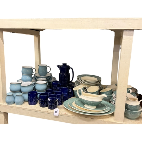 89 - Royal Doulton Cascade dinner service, Denby tableware and Portmeirion Blue Totem coffee set.