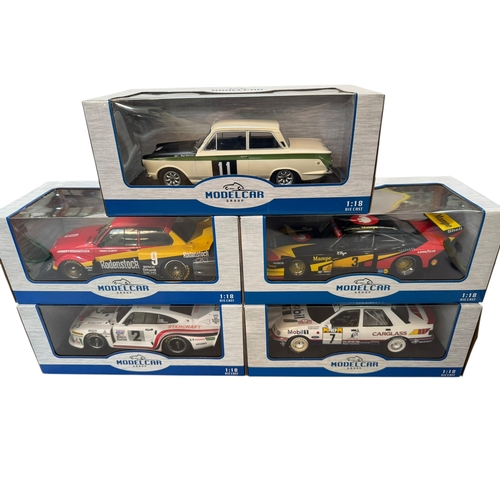 Five Modelcar Group rally car models including BMW 320 GR5, Porsche 935 ...