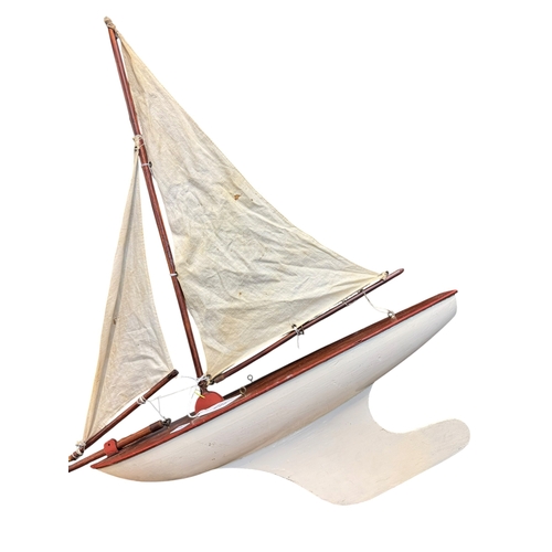 111 - Oak mantel clock, pond yacht and Fardons Pure Malt Vinegar barrel.