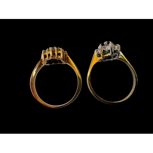 150 - 9 carat gold gem set ring, and other ring (2).