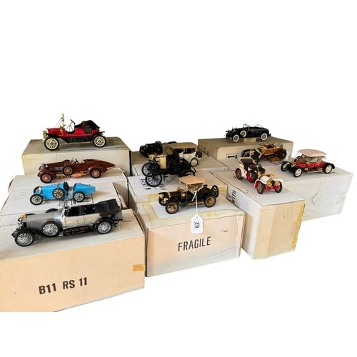62 - Collection of twelve Franklin Mint models of early 20th Century motor vehicle including 1910 Rolls R... 
