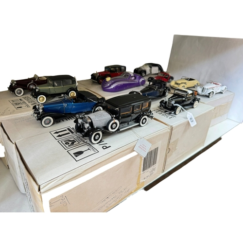 63 - Collection of twelve Franklin Mint models of 1930's motor vehicles including Duesenberg Coupe Simone... 