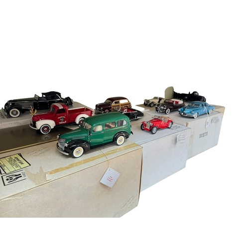 64 - Collection of ten Franklin Mint models of 1940's motor vehicles including Chevrolet Suburban, MG TC,... 