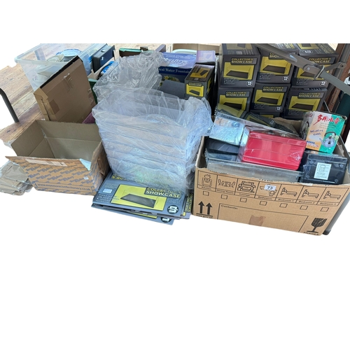73 - Display cases for model vehicles, miniature safes, safety deposit style boxes, etc.