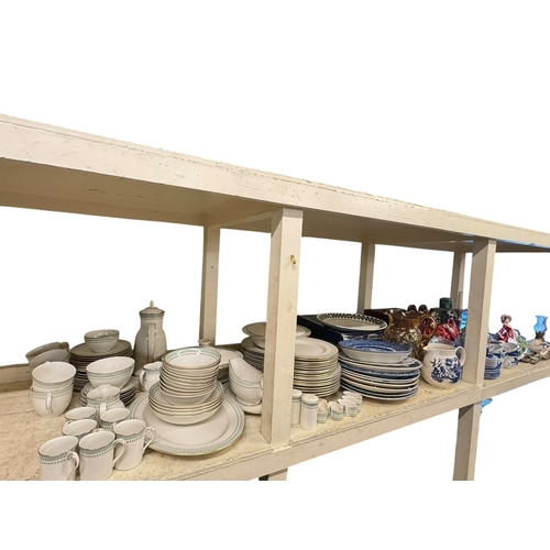 82 - Four Royal Doulton figurines, Royal Doulton Berkshire dinner, tea and coffee ware, novelty teapot, b... 